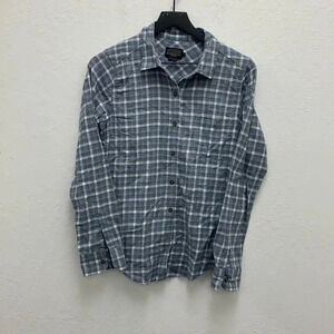 Pendleton Blue Plaid Shawl Collar Button Up Shirt Size Medium